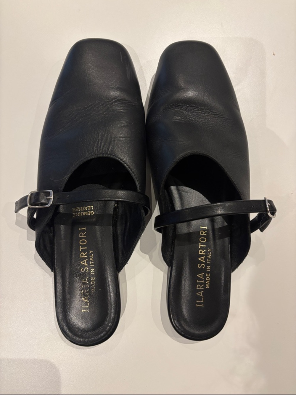 Black Leather Flats